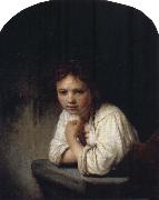 REMBRANDT Harmenszoon van Rijn Girl Leaning on a Window Sill oil painting reproduction